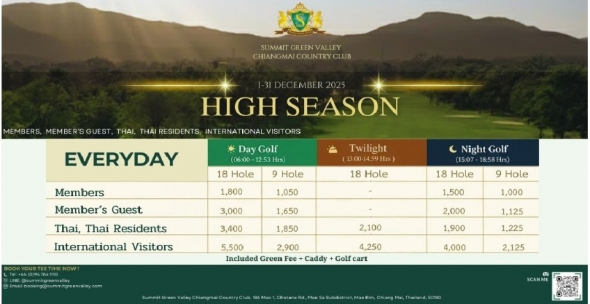 High Season : 1-31 December 2025